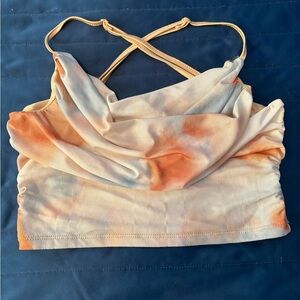 SHEIN Orange and Cream Tie-Dye Crop Top